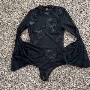 Black Embelished BodySuit